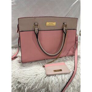 Trina Turk Womens Pink & Beige Tote Bag With Card Holder & Chain Strap